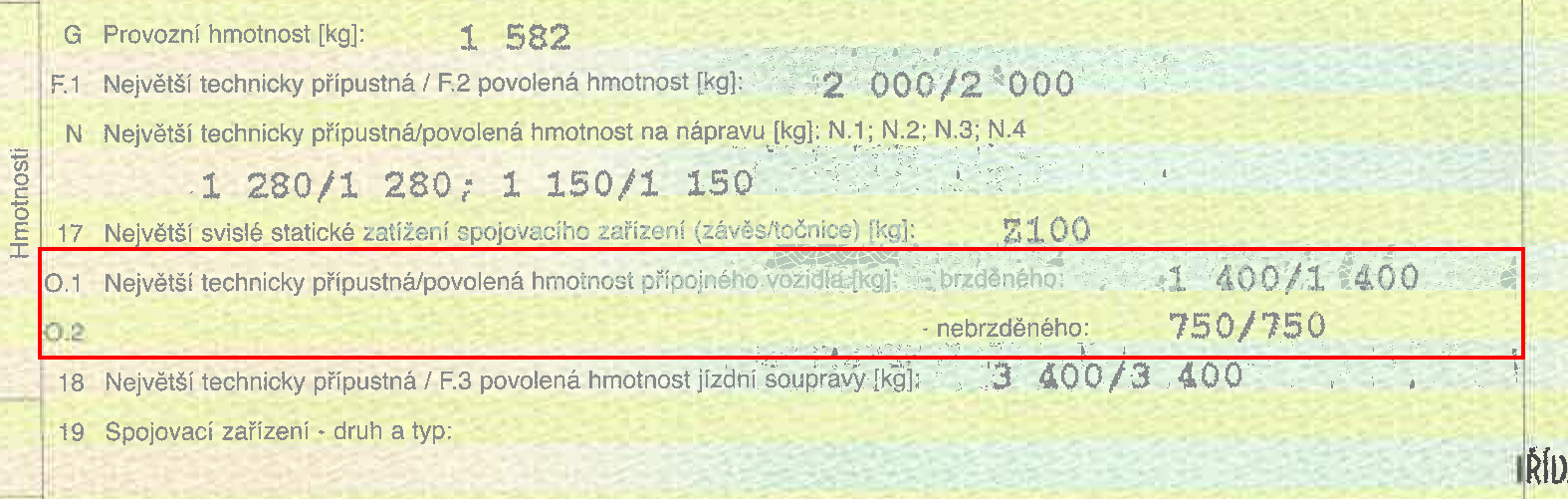 povolena hmotnost auta